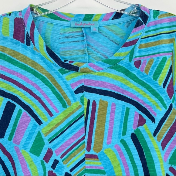 Fresh Produce Blue Multicolor Geometrical Print Cotton Knit Dress w/Pockets - Picture 3 of 10